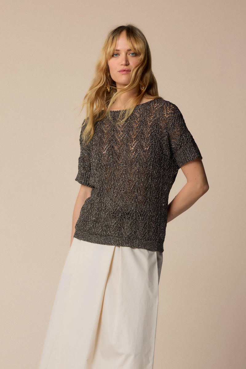 Stunning casual elegant short sleeved mesh top - Sweater MIRJAM