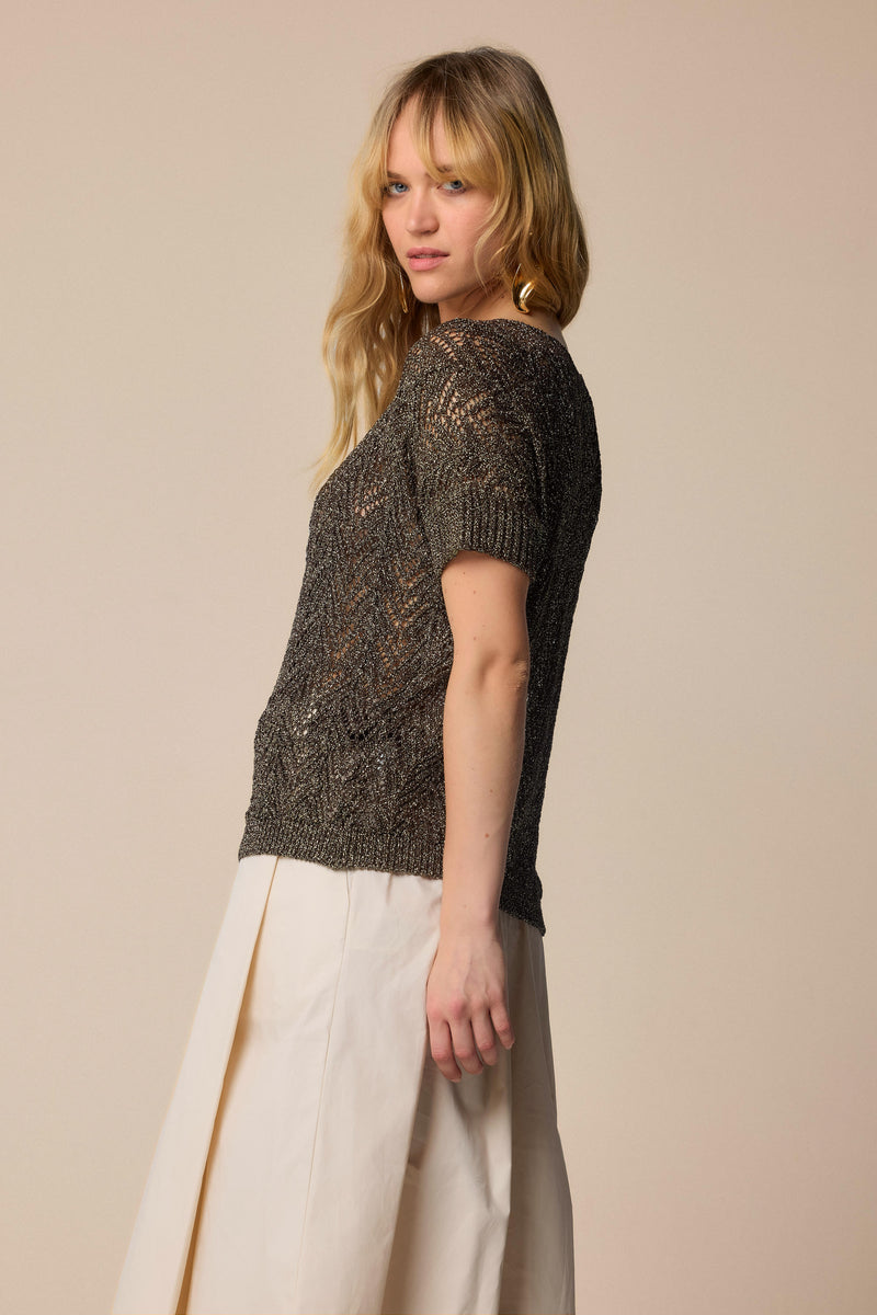 Stunning casual elegant short sleeved mesh top - Sweater MIRJAM