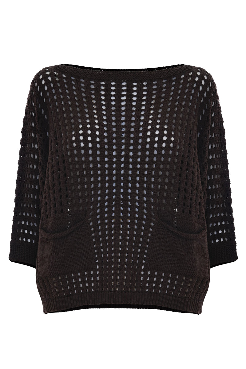 Relaxed chic mesh pullover top - Sweater MIRABELLE