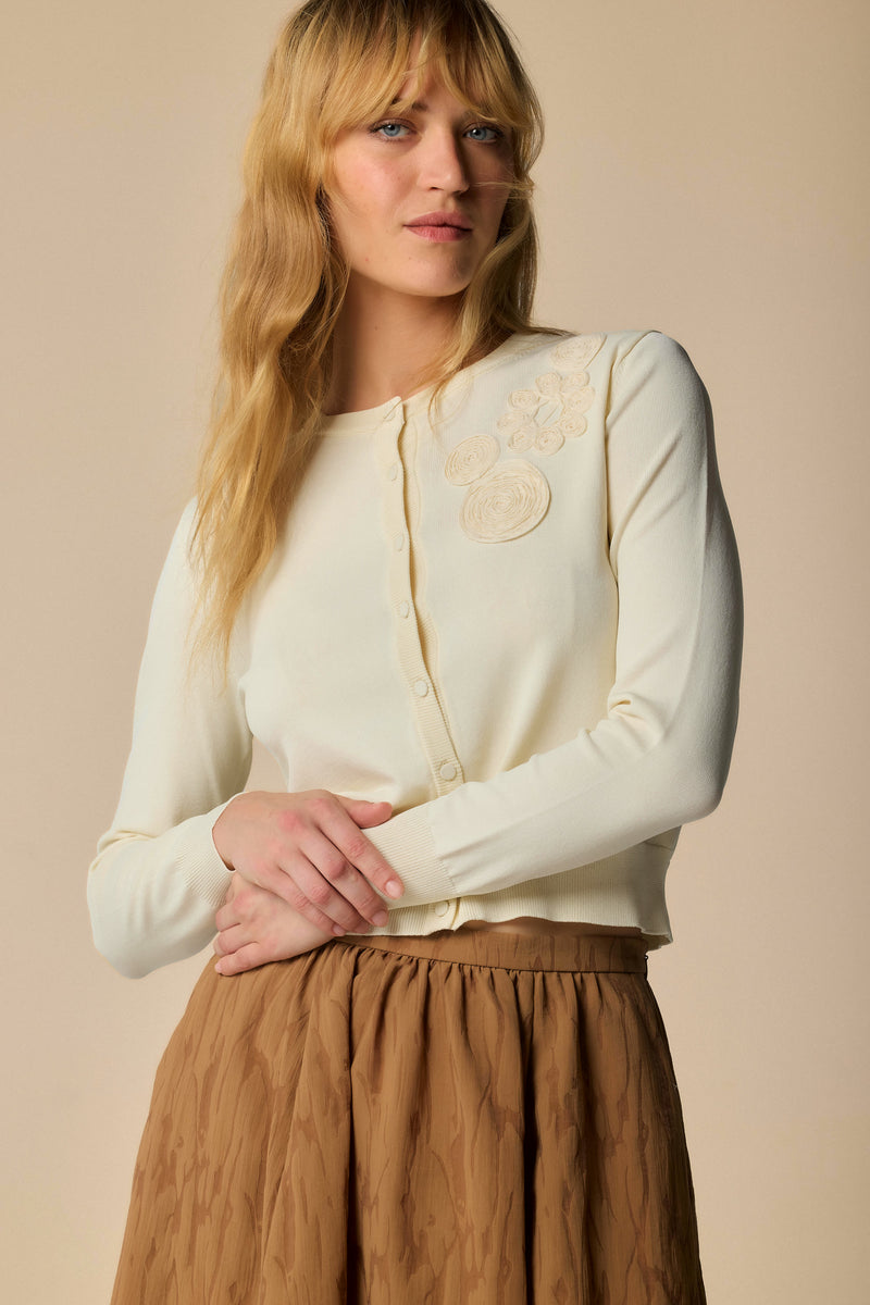 Casual elegance; long sleeved button up top - Sweater ROWAN