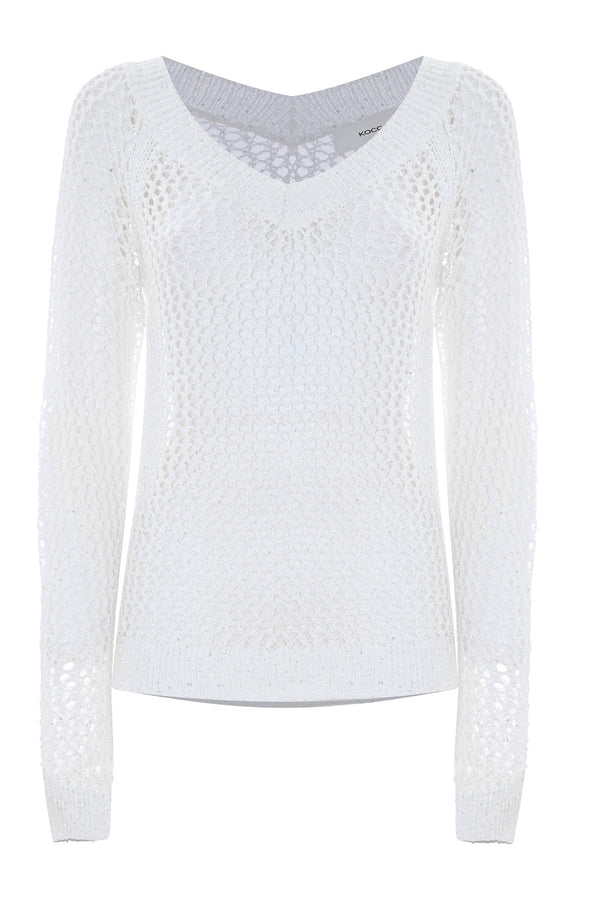 Stylish knit mesh sweater in white - Sweater M/L ERACLA