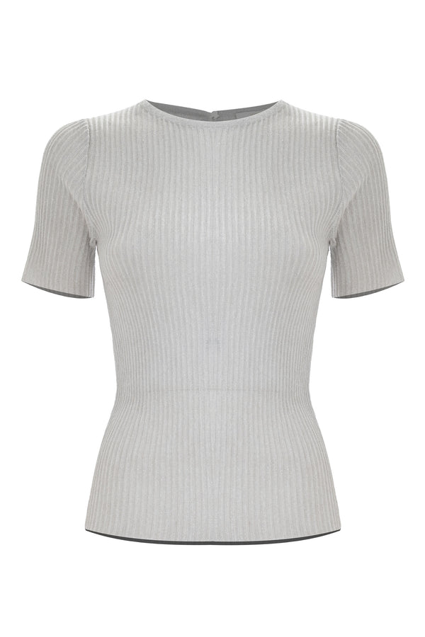 Ivory mesh effect ribbed top - Sweater M/M MARIBELLA