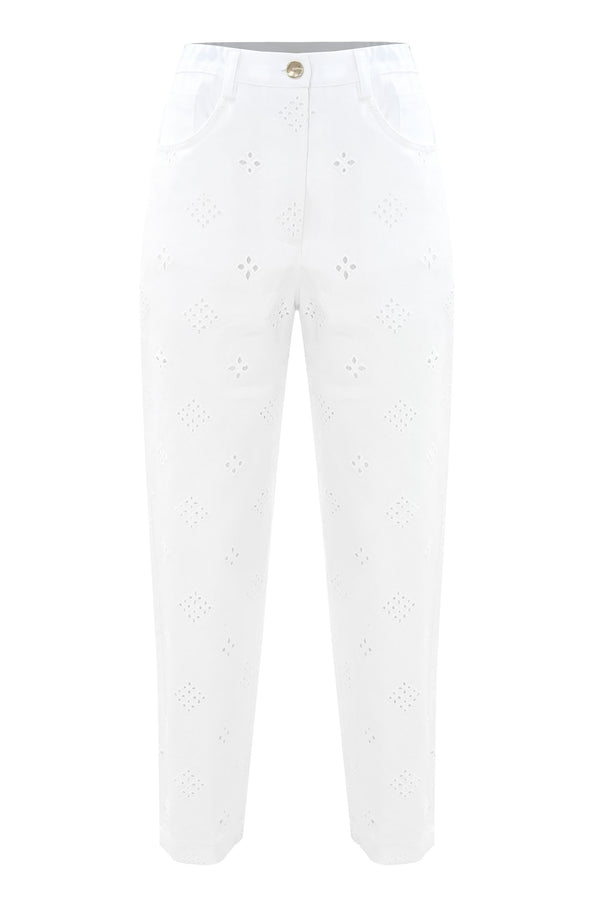 white petterned short leg trousers - Trousers COLOR JAVIER