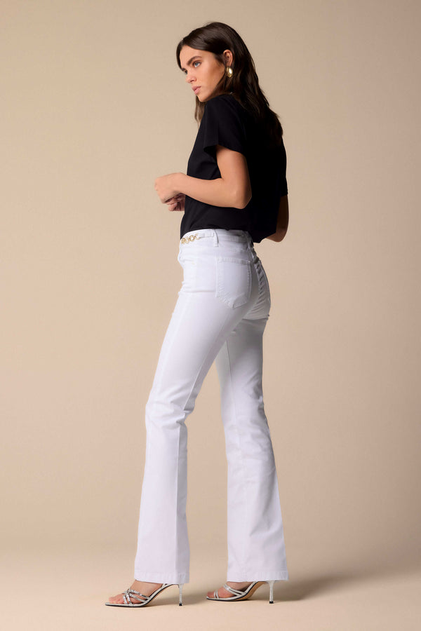 slim fit wide bottom jeans in white - Trousers Color NICOLAS