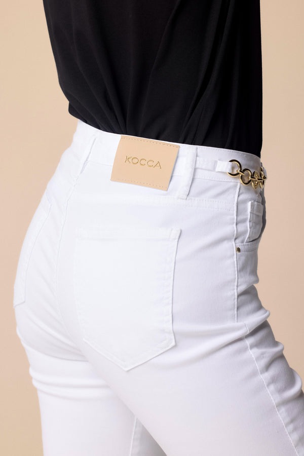 slim fit wide bottom jeans in white - Trousers Color NICOLAS