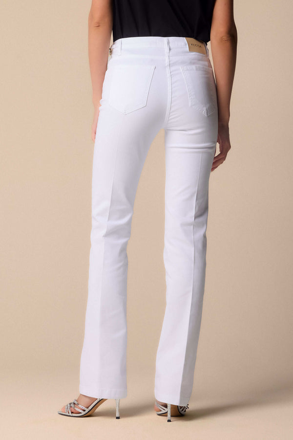 slim fit wide bottom jeans in white - Trousers COLOR CON APPLICAZIONE NICOLAS