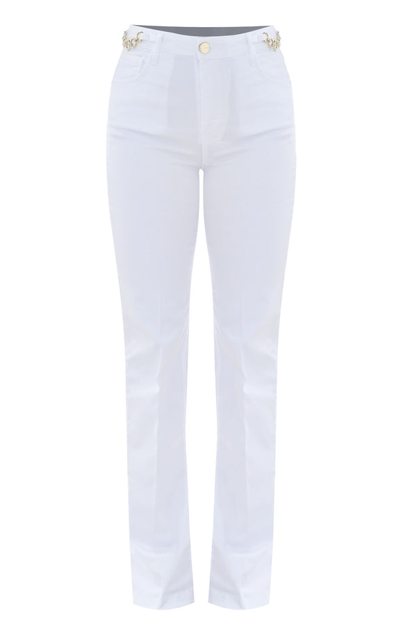 slim fit wide bottom jeans in white - Trousers Color NICOLAS