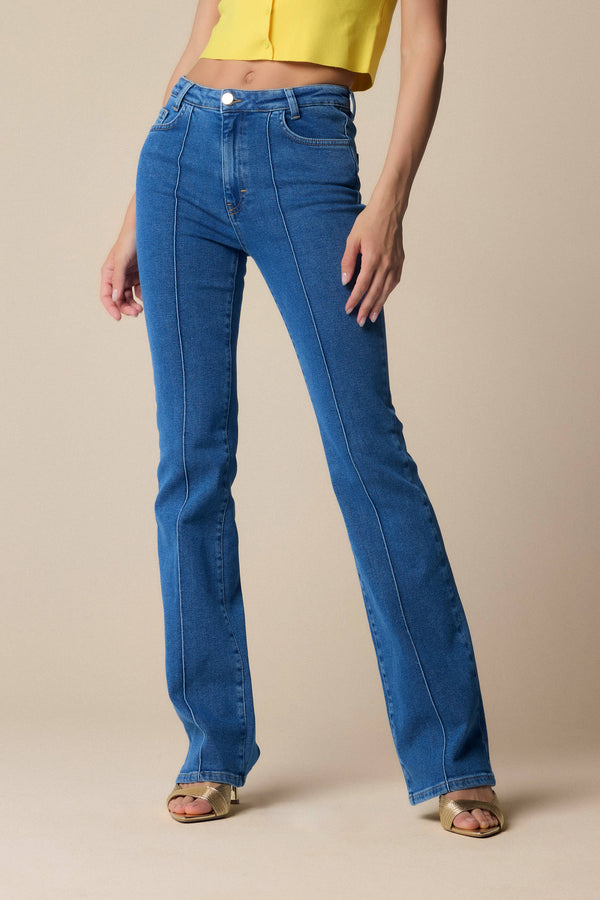 Pantalone in denim con piega - Pantalone Denim SAFFI