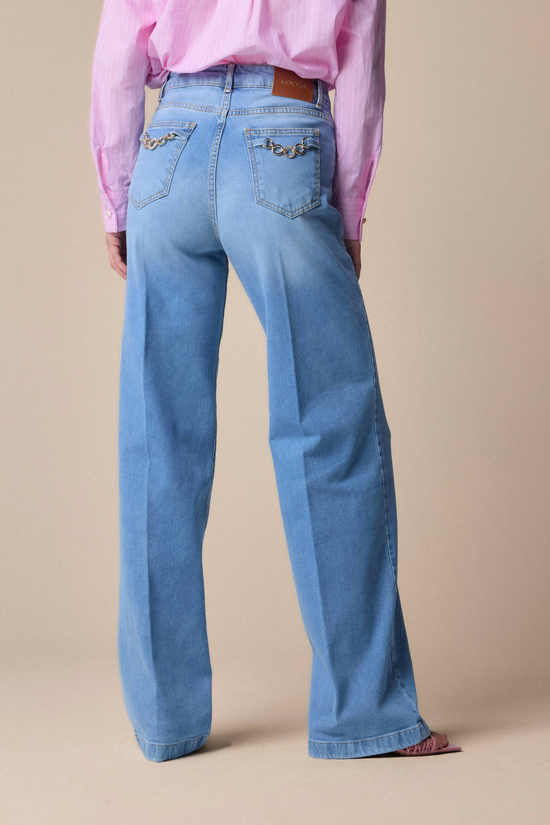 Trendy pale denim full length trousers - Trousers Denim RONALD