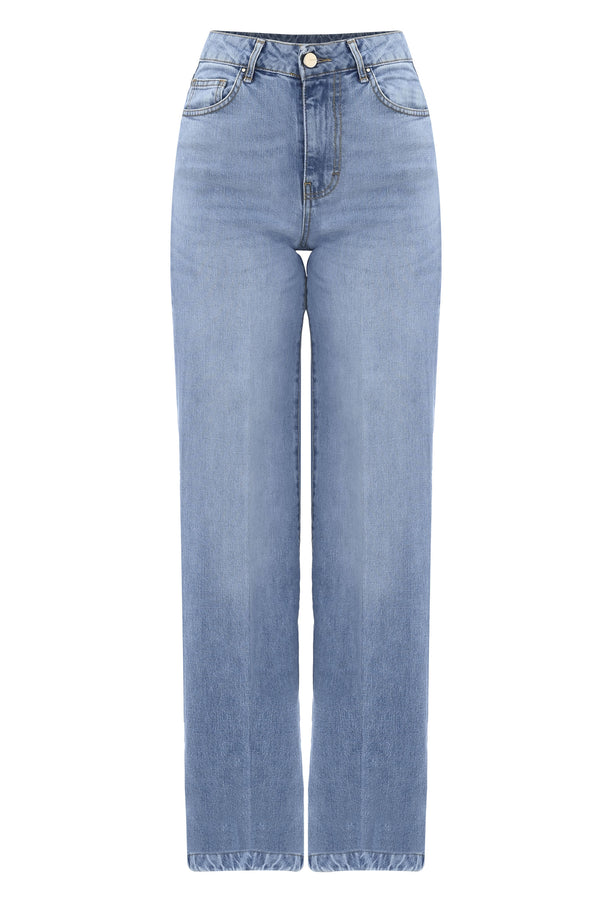 Trendy pale denim full length trousers - Trousers Denim RONALD