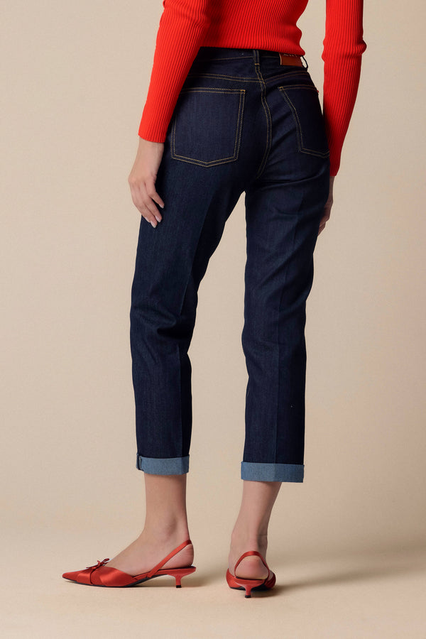 Stylish three quarter length dark denim trousers - Trousers Denim GRANT