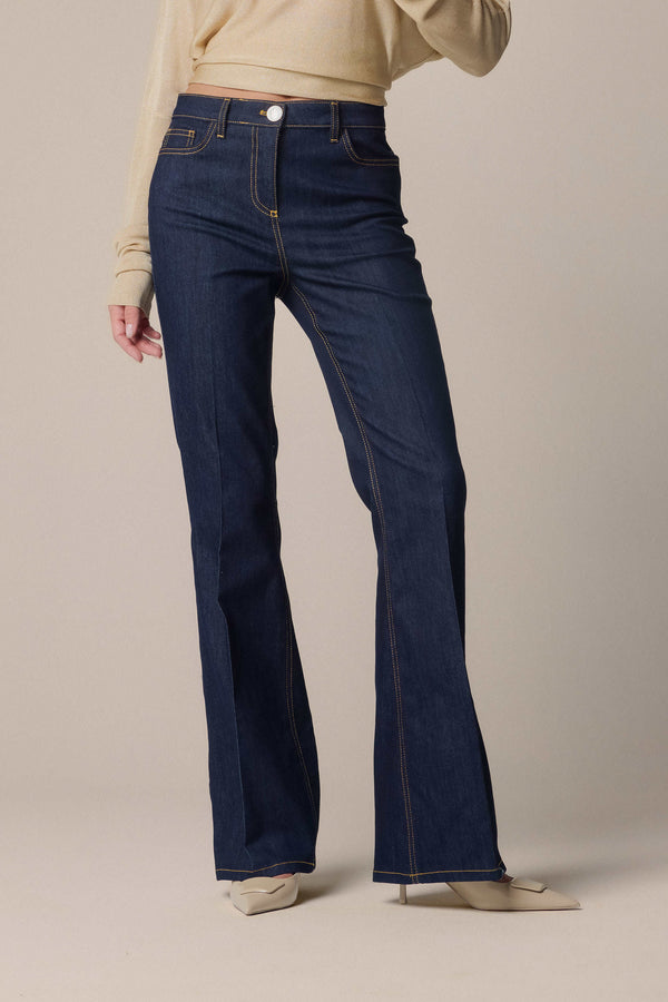 Classic flared bottom denim trousers - Pantalone Denim KATERINA