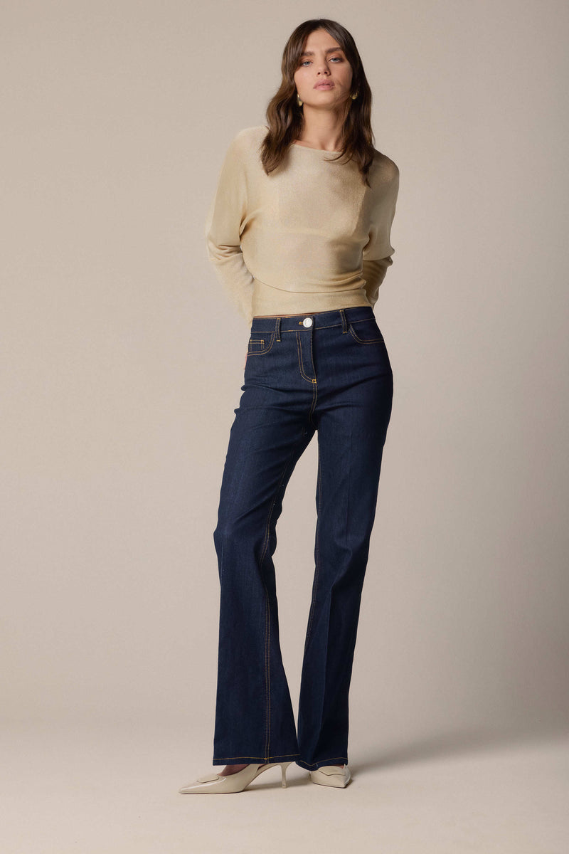 Classic flared bottom denim trousers - Pantalone Denim KATERINA