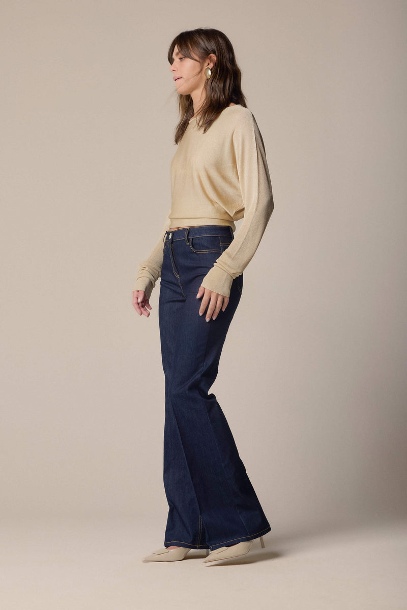 Classic flared bottom denim trousers - Pantalone Denim KATERINA