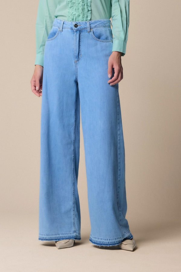 Pantalone in denim a gamba larga - Pantalone Denim LULLA