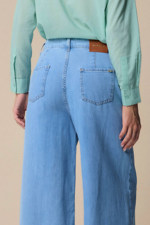 Pantalone in denim a gamba larga - Pantalone Denim LULLA