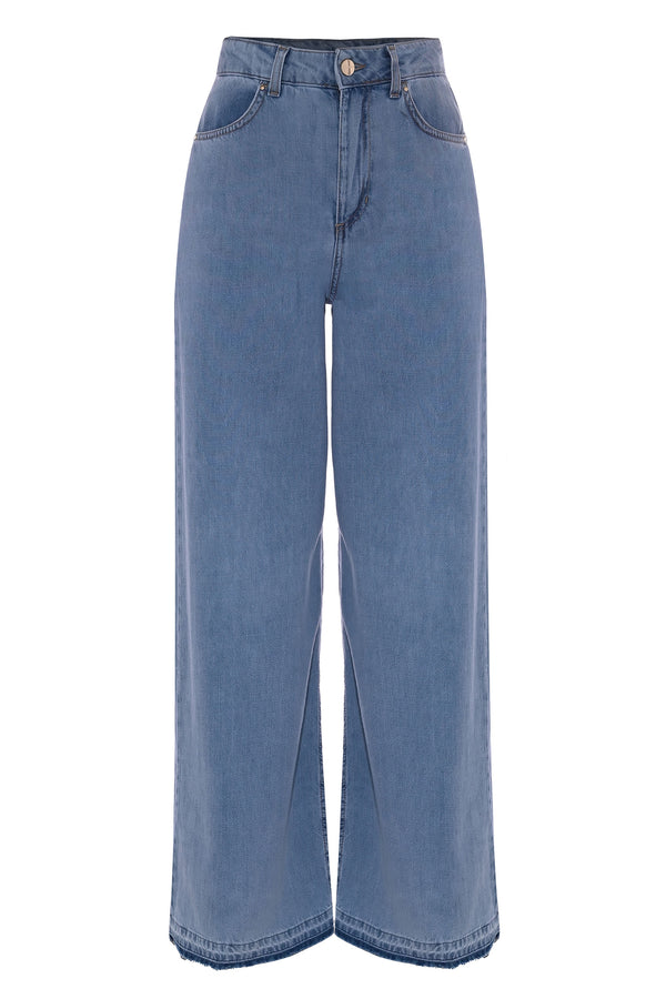 Pantalone in denim a gamba larga - Pantalone Denim LULLA