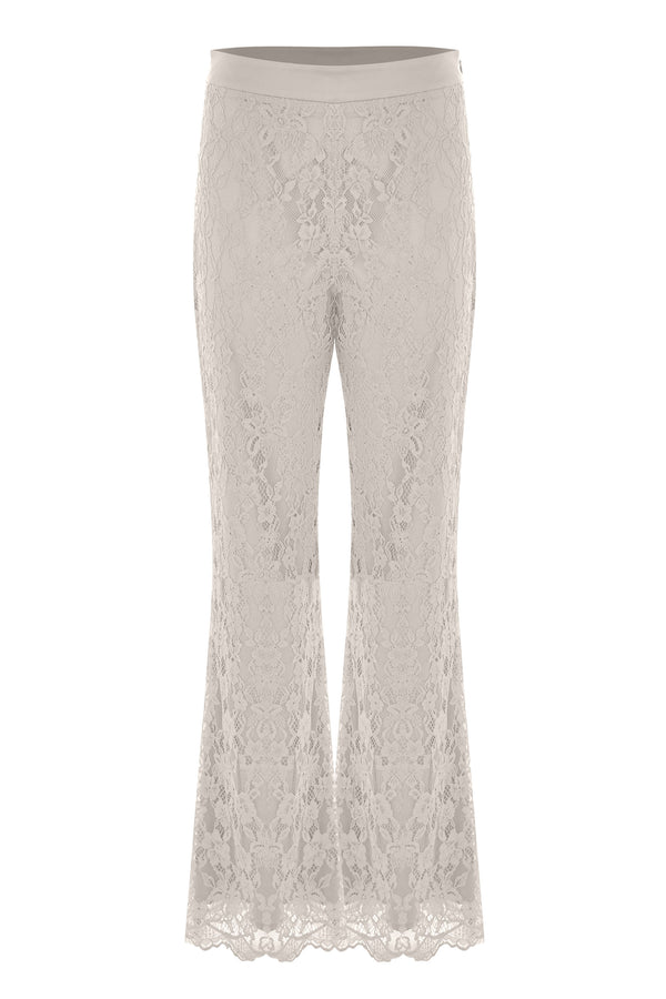 Classic white lace flared trousers - Trousers LANCELOT