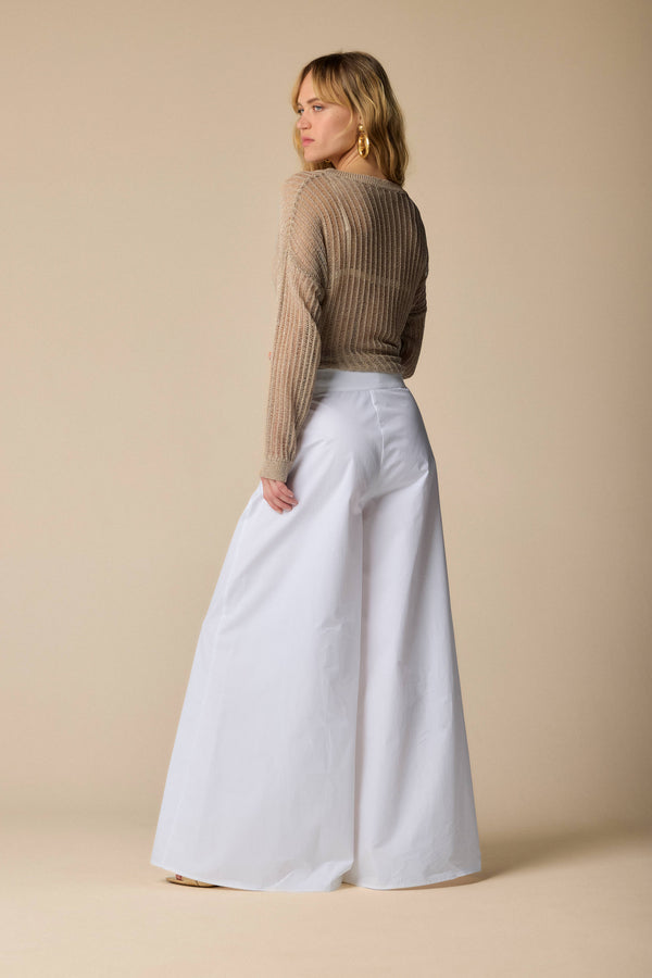 wide legged white cotton trousers - Trousers HALDYR