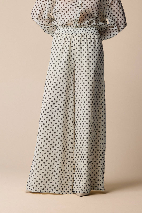 polka dot cream free flowing trousers - Trousers SAIMON