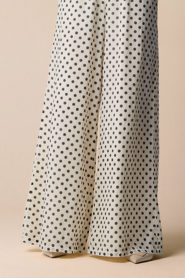 polka dot cream free flowing trousers - Trousers SAIMON