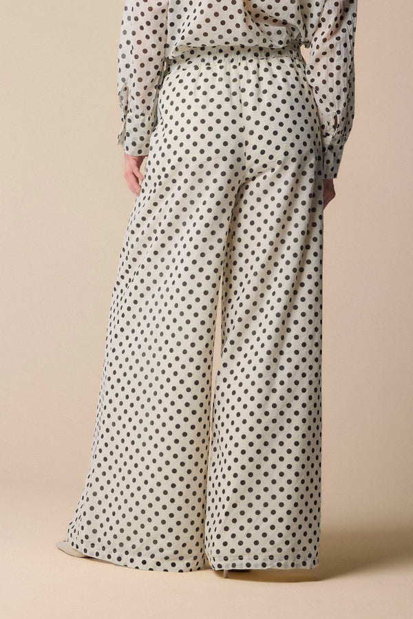 polka dot cream free flowing trousers - Trousers SAIMON