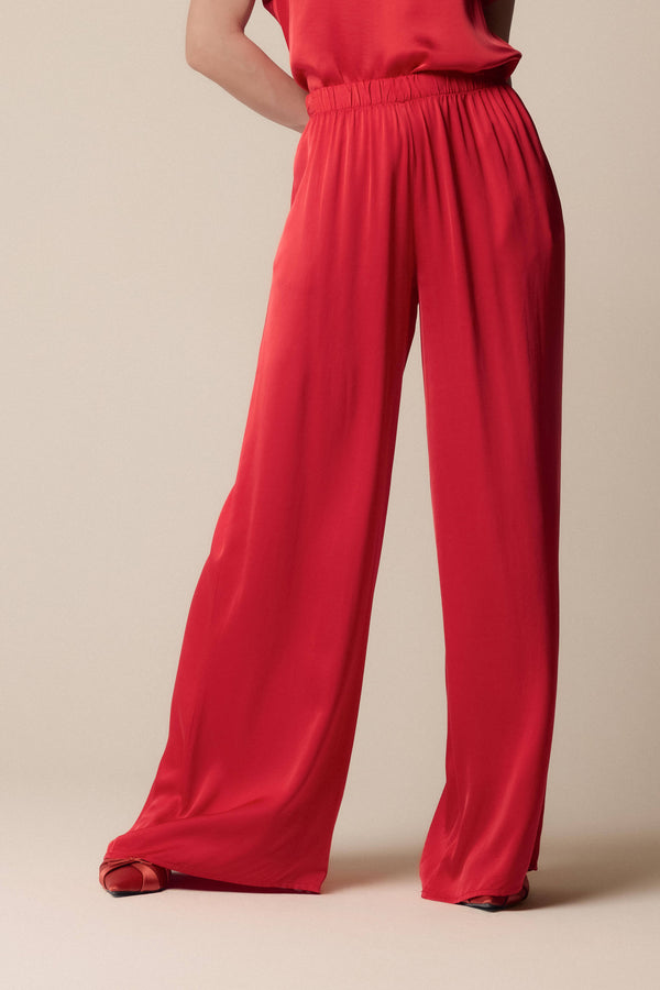 Pantalon rouge fluide avec ceinture élastiquée - Pantalon  GILBERTO