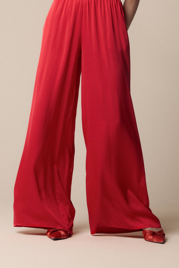 Pantalon rouge fluide avec ceinture élastiquée - Pantalon  GILBERTO