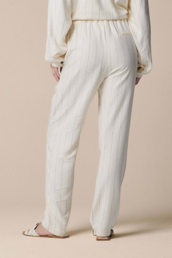 casual professional white trousers with black stripes - Trousers IRMES