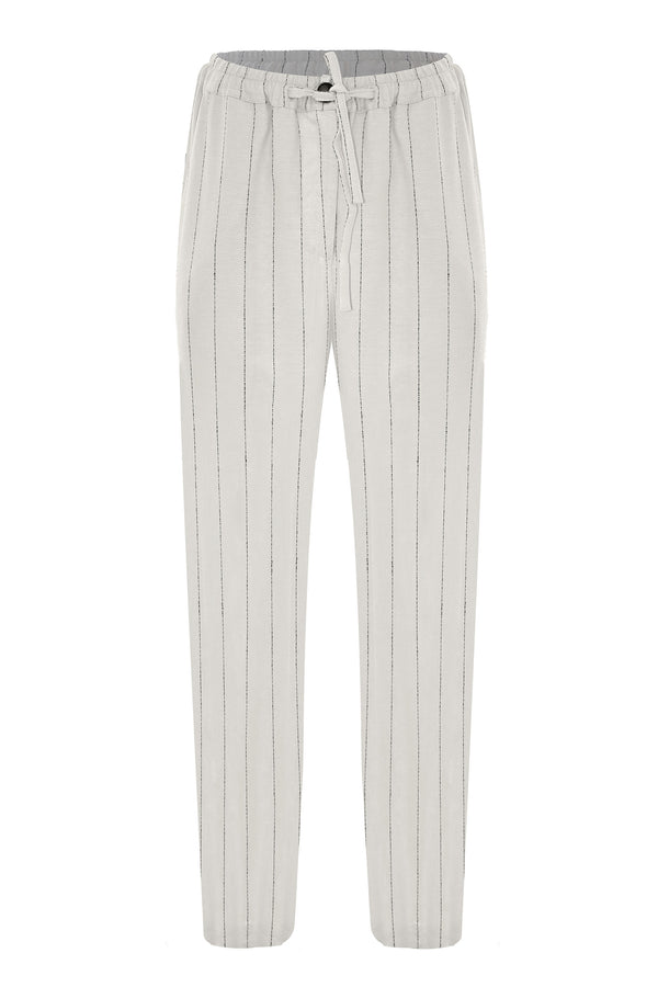 casual professional white trousers with black stripes - Trousers IRMES