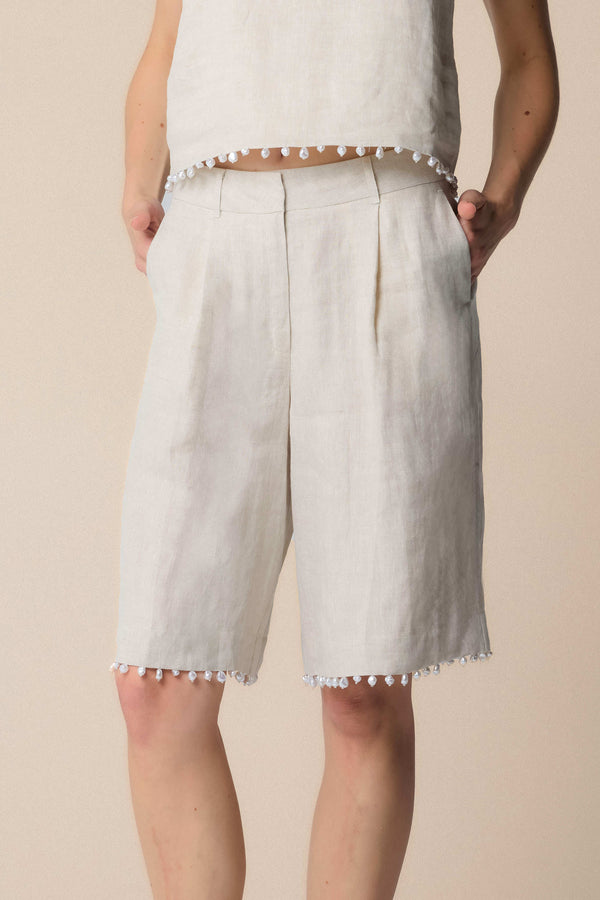 rope coloured knee-length casual shorts - SHORT HARVEY