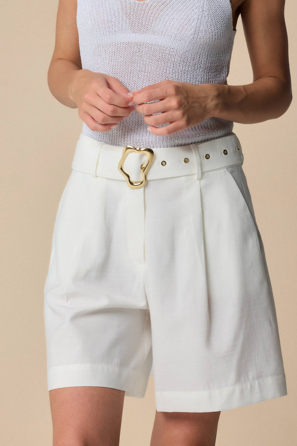 Crisp white marina knee length shorts - SHORT DAHLIL