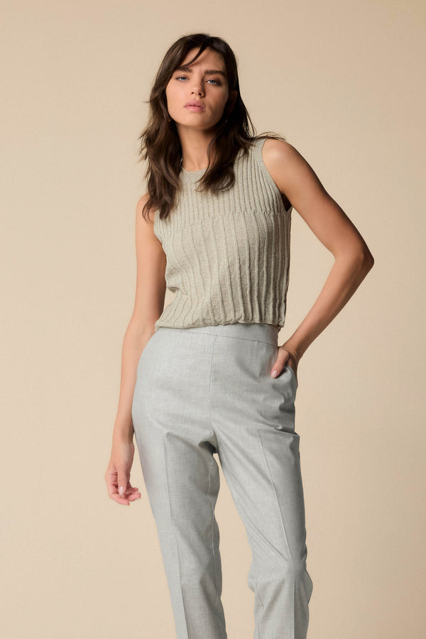 knitted grey waist-length sleeveless top - TOP Sweater NORBERTA