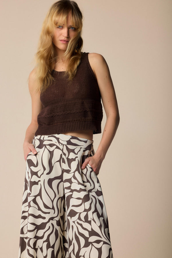 brown mesh top with knitted hem - TOP Sweater MIRINDA