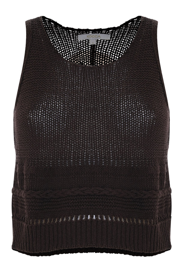 brown mesh top with knitted hem - TOP Sweater MIRINDA