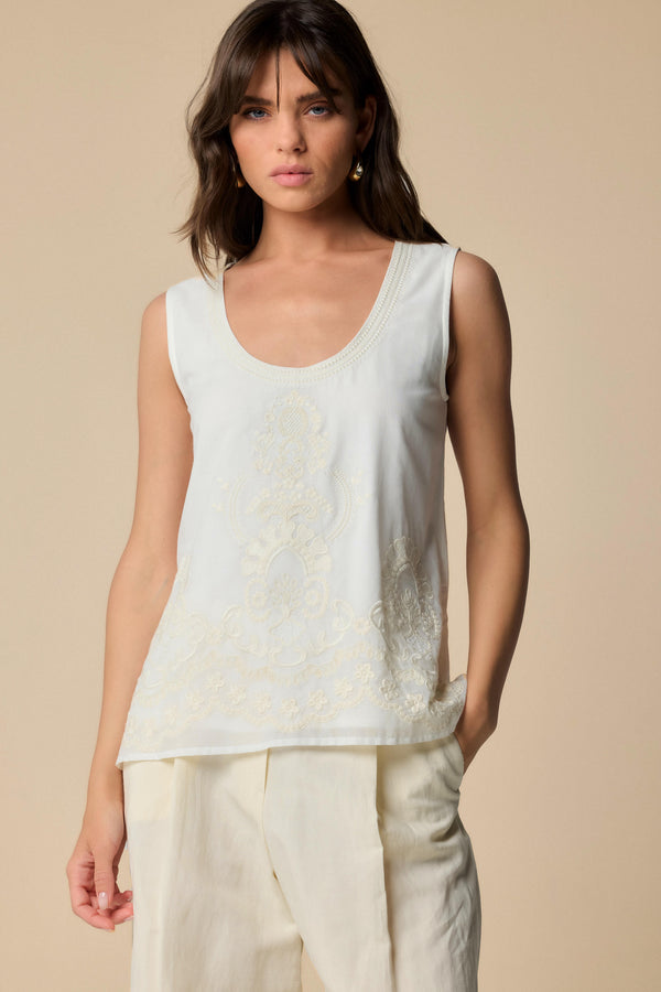 Semi sheer ornate vest top - Top JOAQUIN