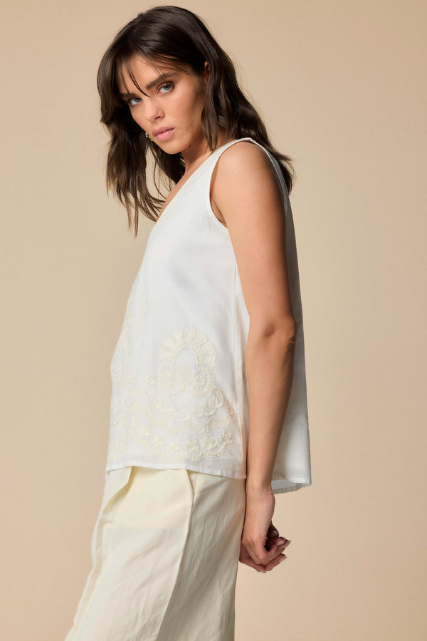 Semi sheer ornate vest top - Top JOAQUIN