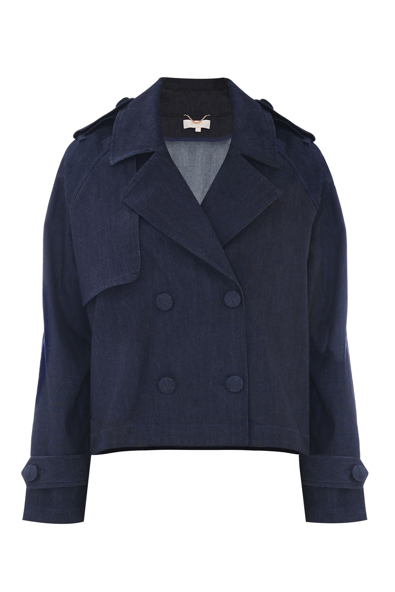 Fashion forward denim style cropped trench coat - Trench LILLI