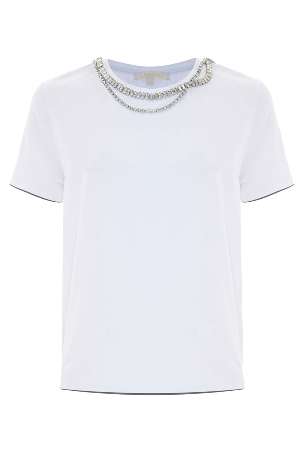 T-shirt con doppio dettaglio in strass - T-shirt GIONA