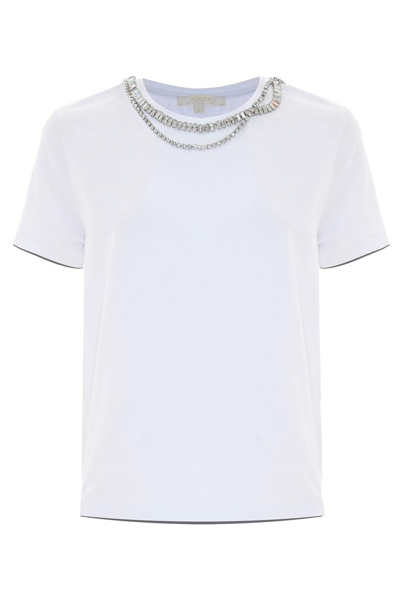 T-shirt con doppio dettaglio in strass - T-shirt GIONA