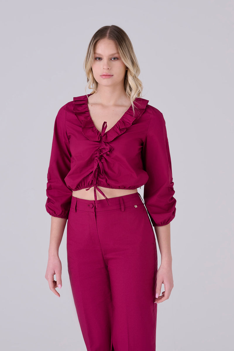 Blusa in cotone con laccetti - BLUSA PELEOX