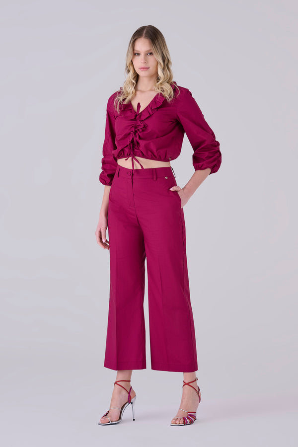 Blusa in cotone con laccetti - BLUSA PELEOX