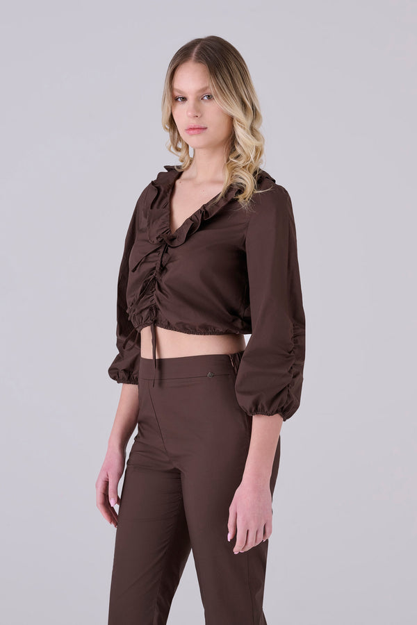Blusa in cotone con laccetti - BLUSA PELEOX