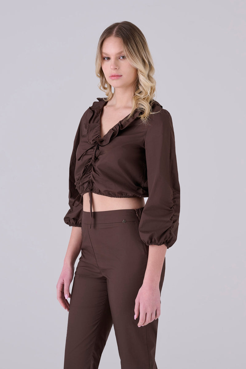 Blusa in cotone con laccetti - BLUSA PELEOX