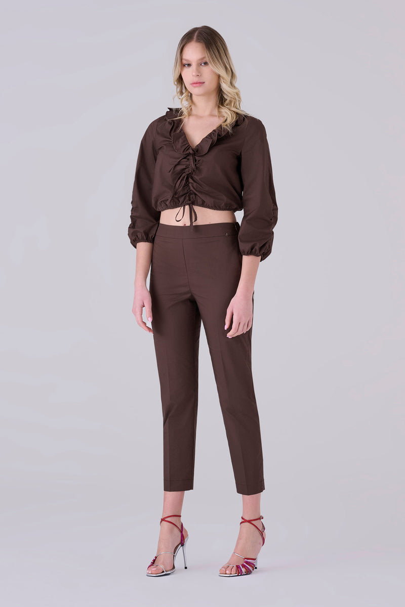 Blusa in cotone con laccetti - BLUSA PELEOX