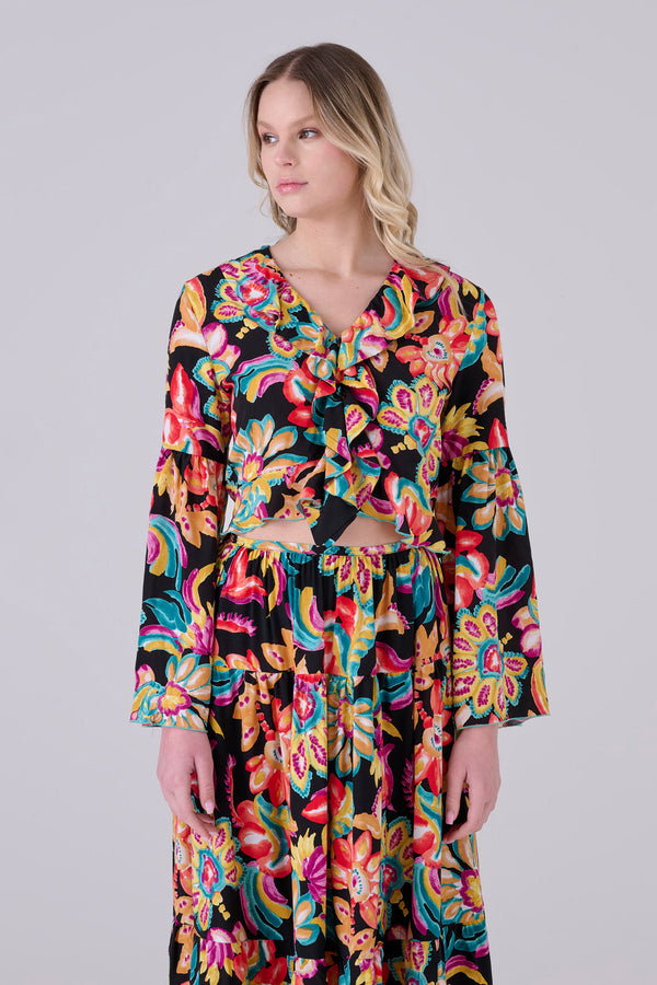 Blusa floral crop - Blusa OLIVANAX