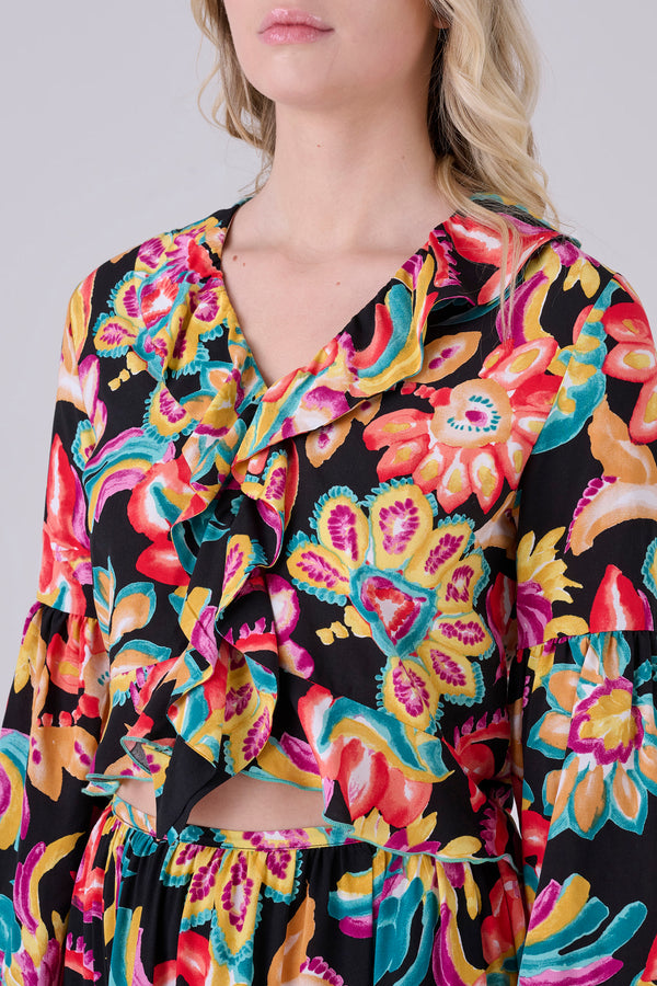 Blusa floral crop - Blusa OLIVANAX