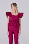 Blusa de algodón con volantes - TOP PELINOX