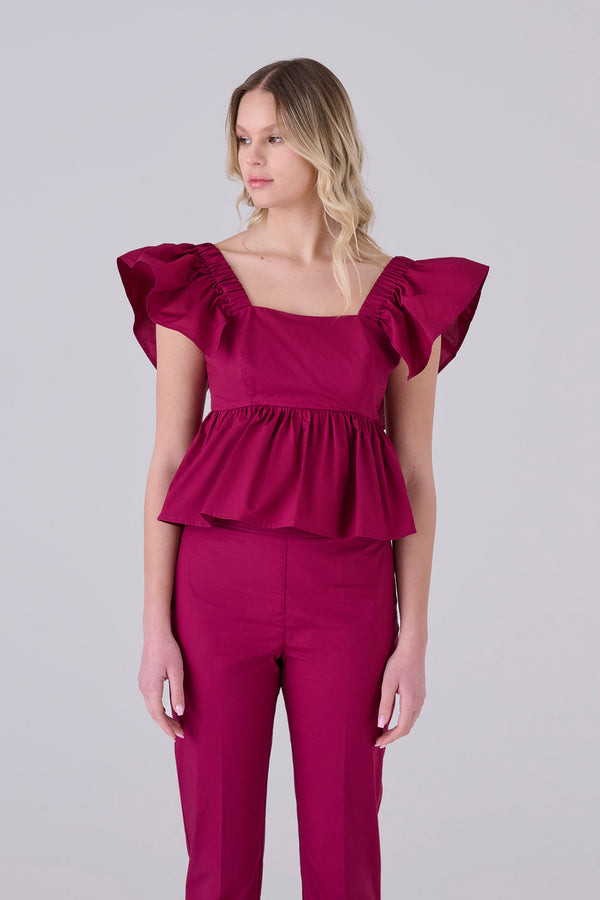 Cotton blouse with ruffles - TOP PELINOX