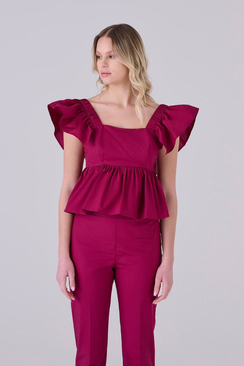 Blusa de algodón con volantes - TOP PELINOX